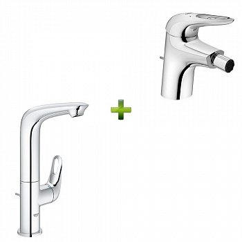 Смеситель для биде Grohe Eurostyle гидрозатвор + Смеситель для умывальника Grohe Eurostyle New L хром фото