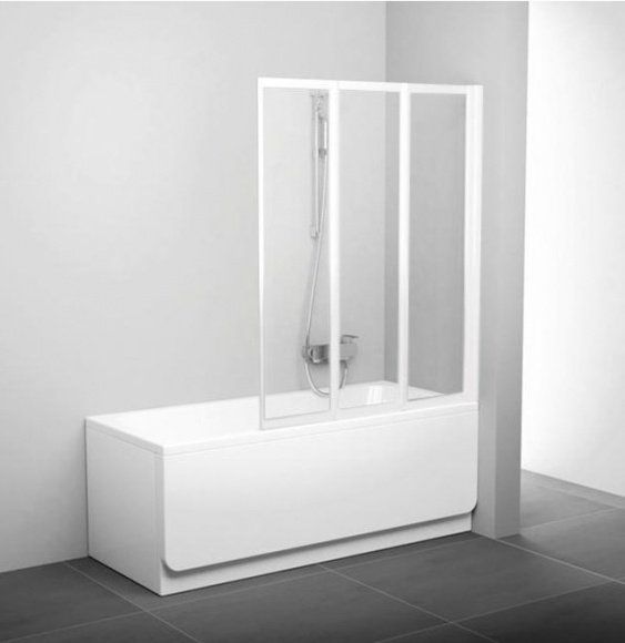 Шторка для ванны Ravak BE HAPPY VS3-100 белый transparent