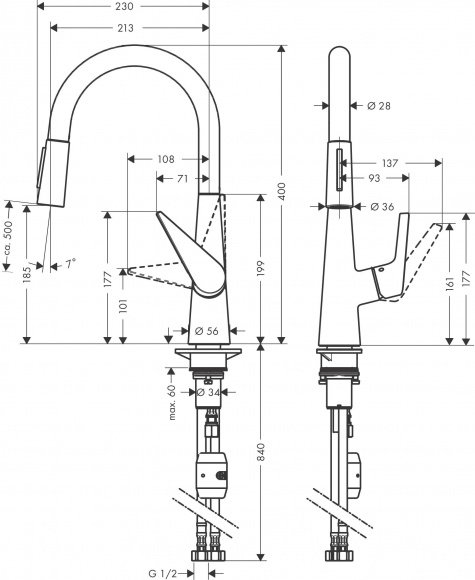 Смеситель кухонный Hansgrohe Talis S (72813000)