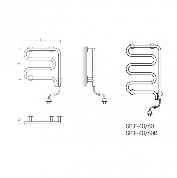 Полотенцесушитель электрический Instal Projekt Spina 550х625 хром, подключение справа (SPIE 60/60C01)
