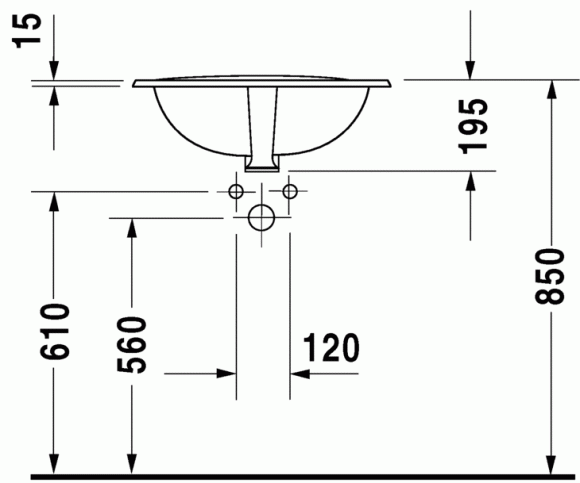 Умывальник Duravit Duraplus 56 см встраиваемый (0472560000)