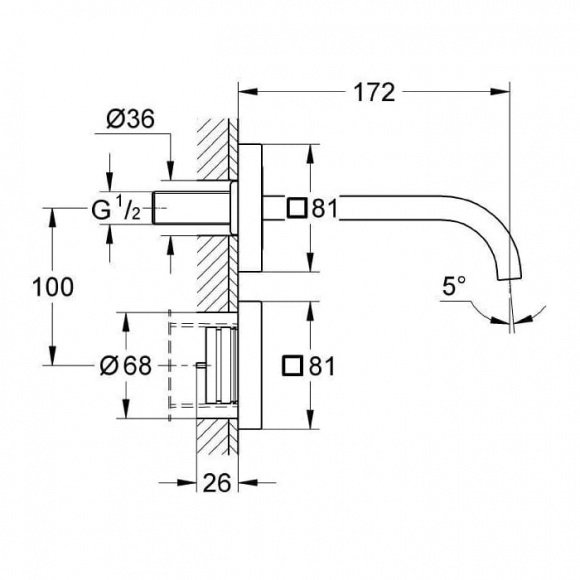 Смеситель для умывальника Grohe Allure E инфракрасный, настенный 936235000)