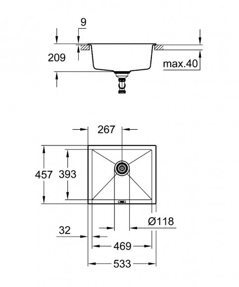 Кухонная мойка Grohe EX Sink K700 Undermount (31654AP0)