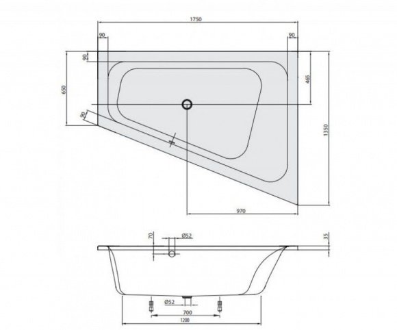 Ванна акриловая Villeroy&Boch Loop&Friends 175х135 асимметричная правая (UBA175LFS9REV-01)