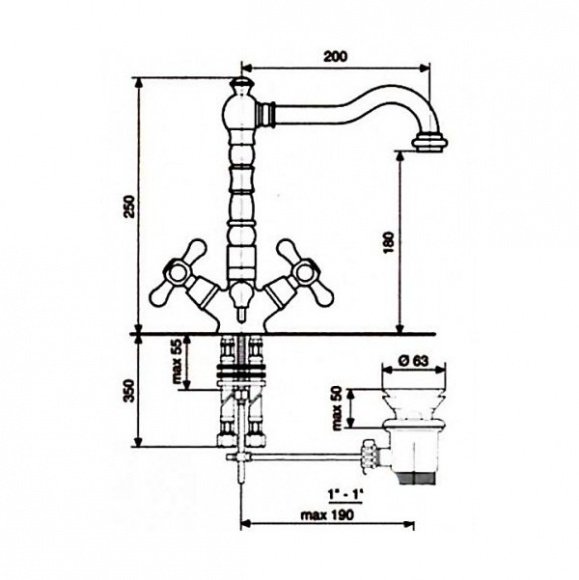 Смеситель для умывальника EMMEVI DECO ceramica (СR121615)