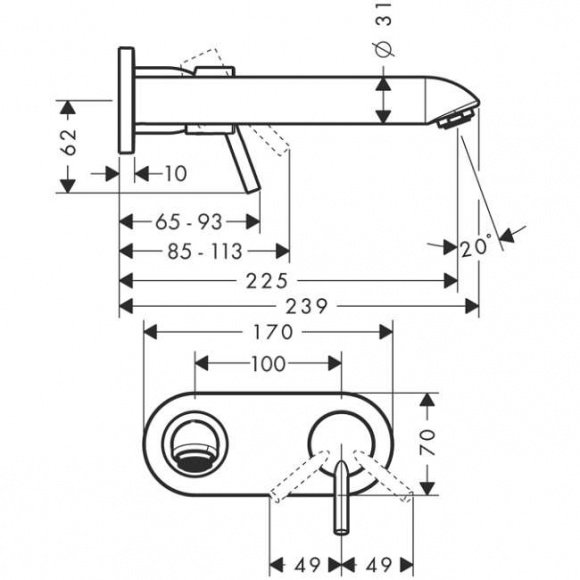 Наружная часть смесителя для умывальника Hansgrohe Talis S2 (31611000)