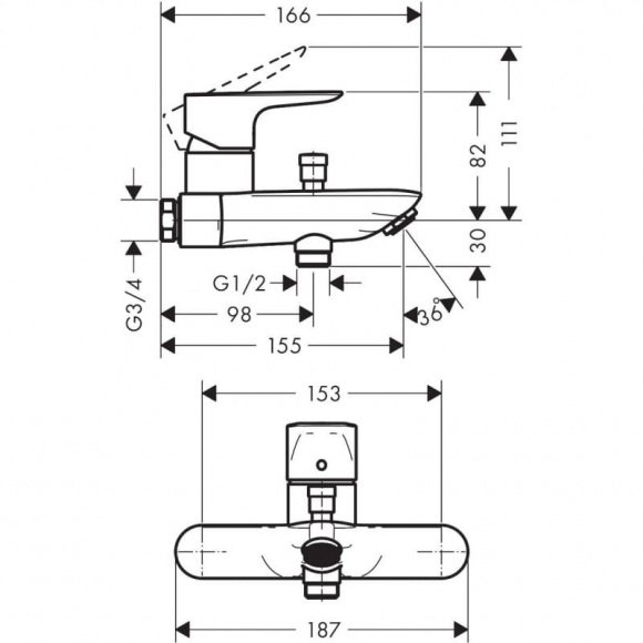 Смеситель для ванны Hansgrohe Talis E (71741000)