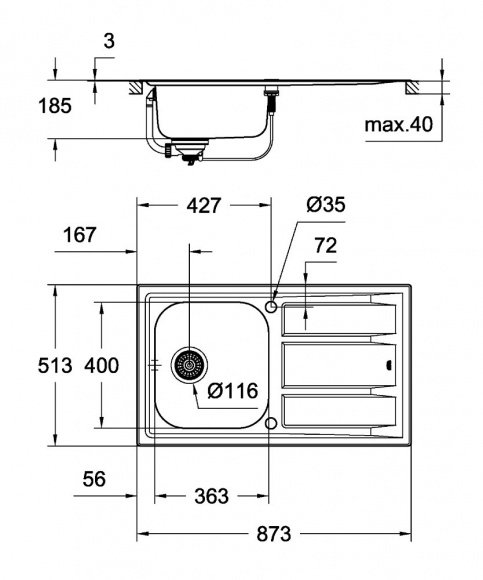 Кухонная мойка из нержавеющей стали Grohe K400+ матовая (31568SD0)