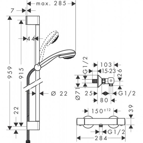 Душевой набор Hansgrohe Crometta 85 Vario Ecostat (27080000)