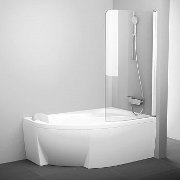 Шторка для ванны Ravak CVSK1 140/150 transparent белый правосторонняя фото