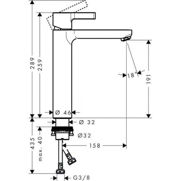 Смеситель для умывальника Hansgrohe Metris S (31026000)