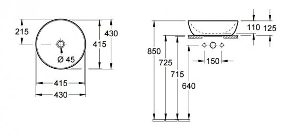 Умывальник Villeroy&Boch Artis 43 см сенча (417943BCW4)