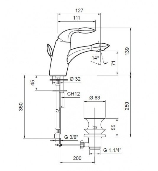 Смеситель для умывальника EMMEVI TRILLY (CBL51003(синий))