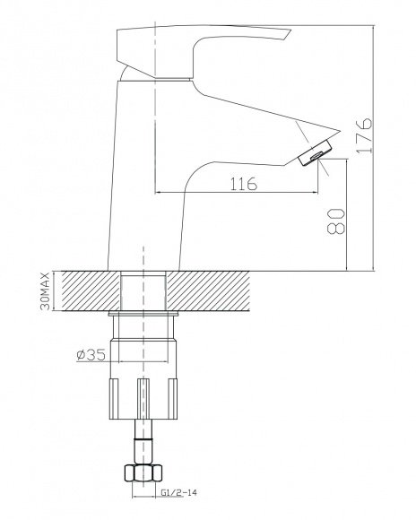 Смеситель для умывальника Imprese Horak 40 мм (05170)