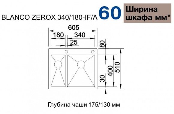 Кухонная мойка Blanco ZeRox 340/180-IF/А зеркальная полировка (521642)