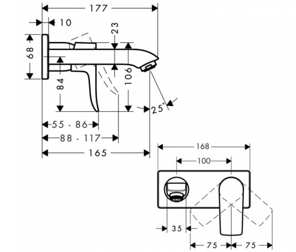 Наружная часть смесителя для раковины Hansgrohe Metris (31085000)