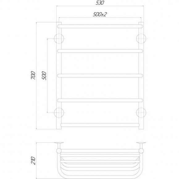 Полотенцесушитель электрический  Q-tap Standard shelf  P5 500х700 LE (QTSTNDP5500700LESH)