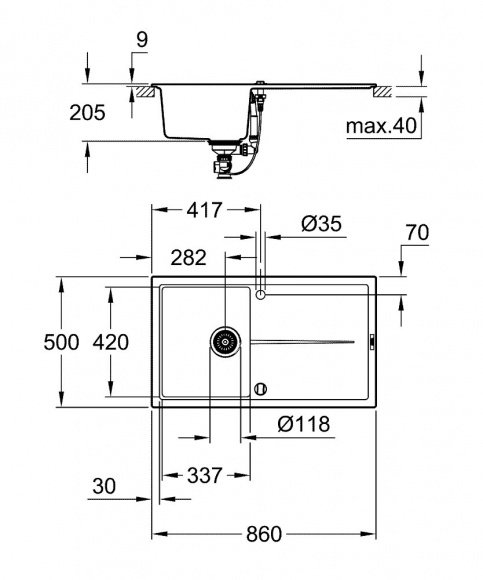 Кухонная мойка Grohe EX Sink K400 (31640AP0)