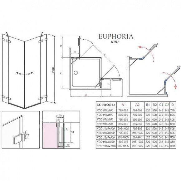 Душевые двери Radaway Euphoria KDD 100 см правые (383062-01R)