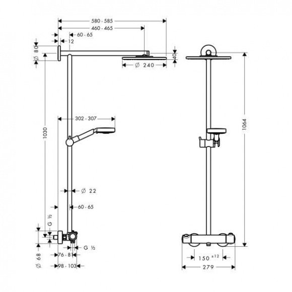 Душевая система Hansgrohe Raindance Showerpipe (27160000)