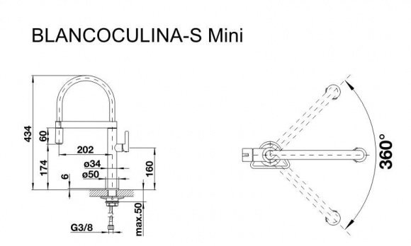 Смеситель кухонный Blanco Culina-S Mini нержавеющая сталь (519844)