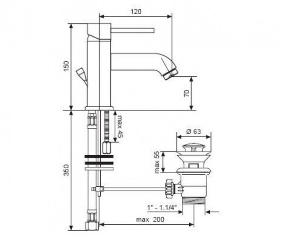 Смеситель для умывальника EMMEVI PIPER (NS45003)