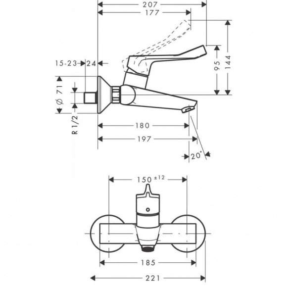 Смеситель для ванны Hansgrohe Focus Care (31913000)