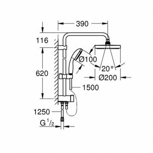 Душевая система Grohe New Tempesta Cosmopolitan System 200 (27389001)