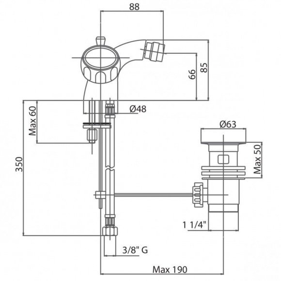 Смеситель для биде Bianchi Sun (BIDSUN10260ACRM)