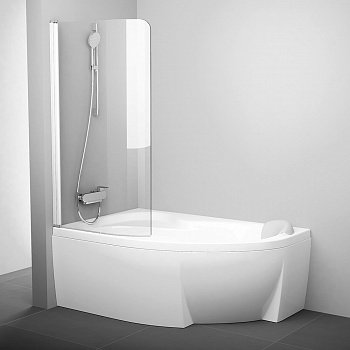 Шторка для ванны Ravak CVSK1 140/150 transparent белый левосторонняя фото