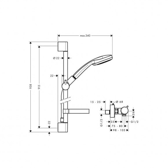 Душевой набор Hansgrohe Croma 100 Vario/Ecostat (27035000)