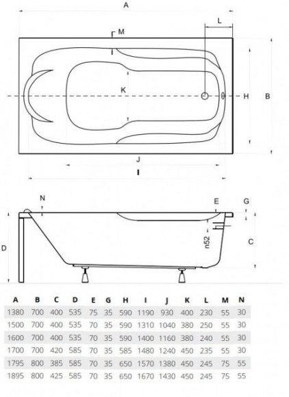 Ванна акриловая Besco BONA 180х80 (00000000383)