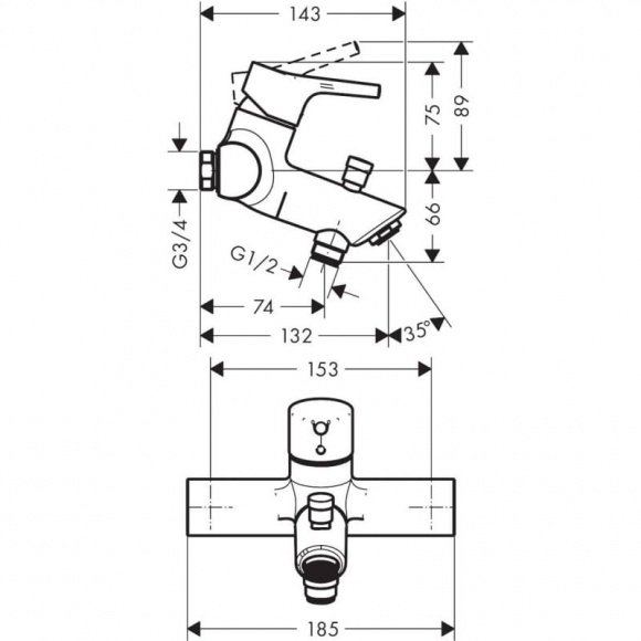 Смеситель для ванны Hansgrohe Talis S (72401000)