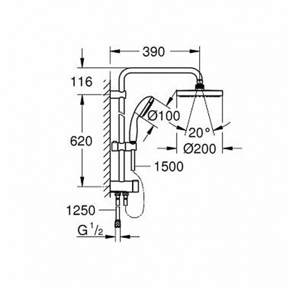 Душевая система Grohe New Tempesta 200 без смесителя (27389001)