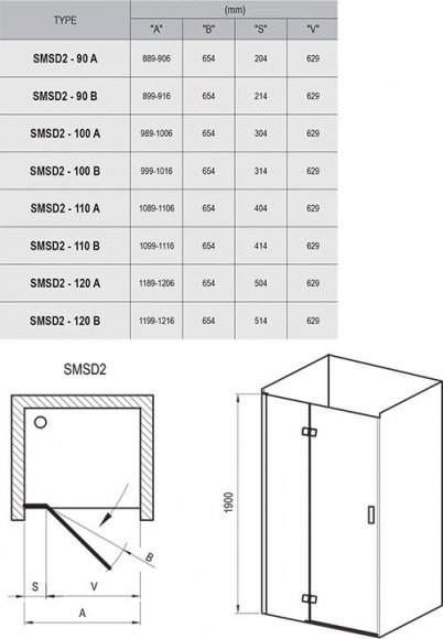 Душевые двери Ravak SmartLine 90 см SMSD2-90 A-R хром+transparent