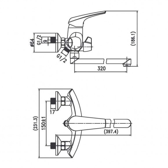 Смеситель для ванны Aqua Rodos Imperial 91389 A (АР0001052)