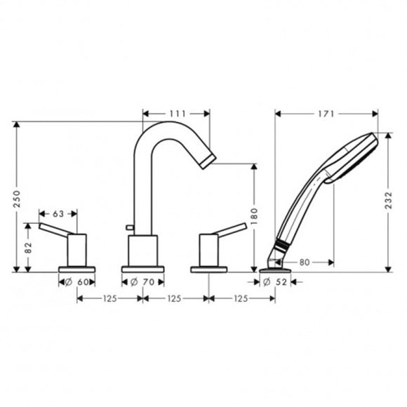 Наружная часть смесителя для ванны Hansgrohe Talis хром (32314000)