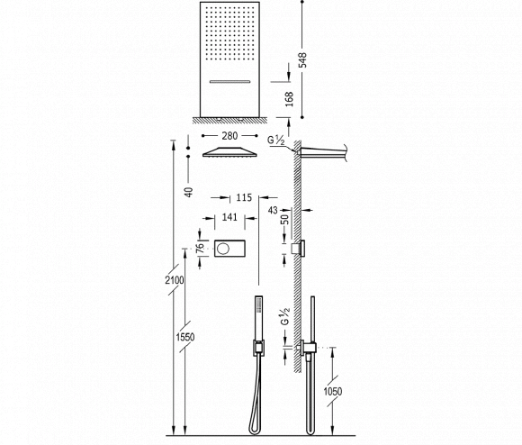 Душевая система Tres Shower technology электронная (9288308)