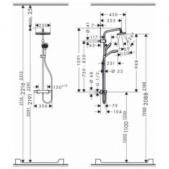 Душевая система Hansgrohe My Select Showerpipe хром/белый (26764400)