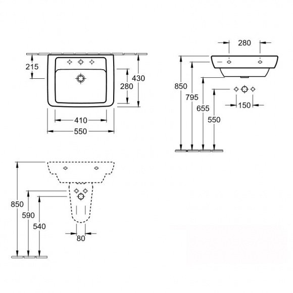 Умывальник Villeroy&Boch Verity Design 55 см (51035501)