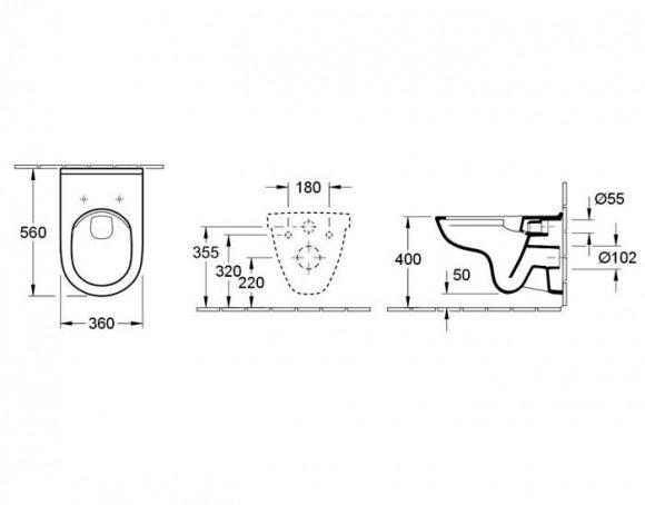 Унитаз подвесной Villeroy&Boch O.Novo без ободка с сиденьем Soft Close (5660HR01)