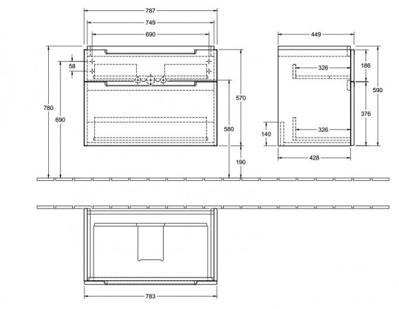 Тумба для умывальника Villeroy&Boch Subway 2.0 98 см (A91510FQ)