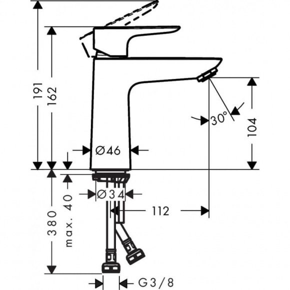Смеситель для умывальника Hansgrohe Talis E 110 со сливным клапаном Push-Оpen (71711000)