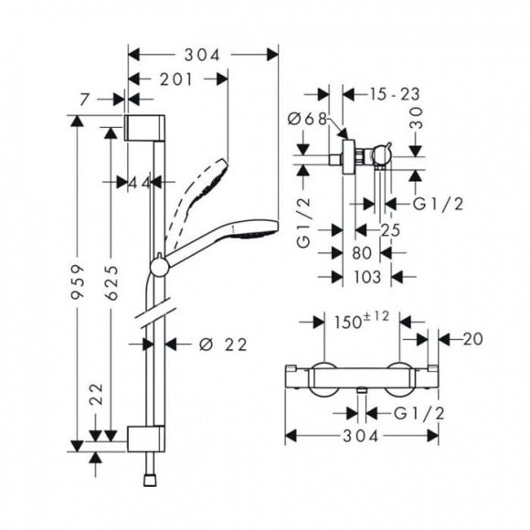 Душевой набор Hansgrohe Croma Select S Vario (27014400)