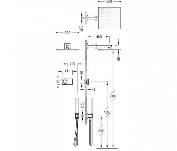 Душевая система Tres Shower Technology с электронным термостатом (9288563)
