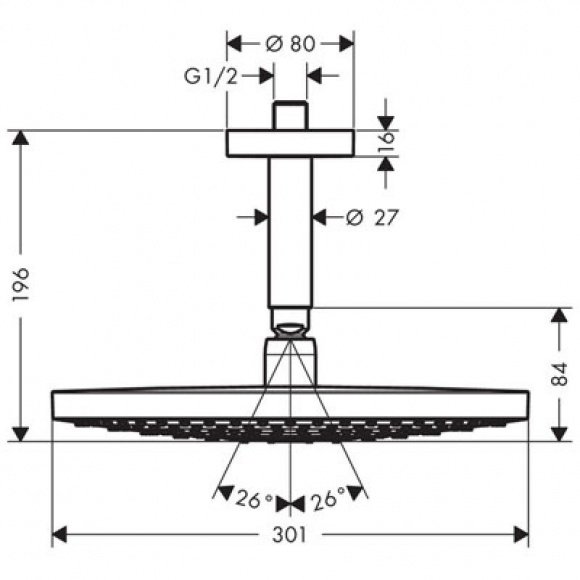 Верхний душ Hansgrohe RD Select S 300 2jet (27337000)