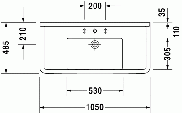 Умывальник Duravit Starck 3 105 см (0304100000)