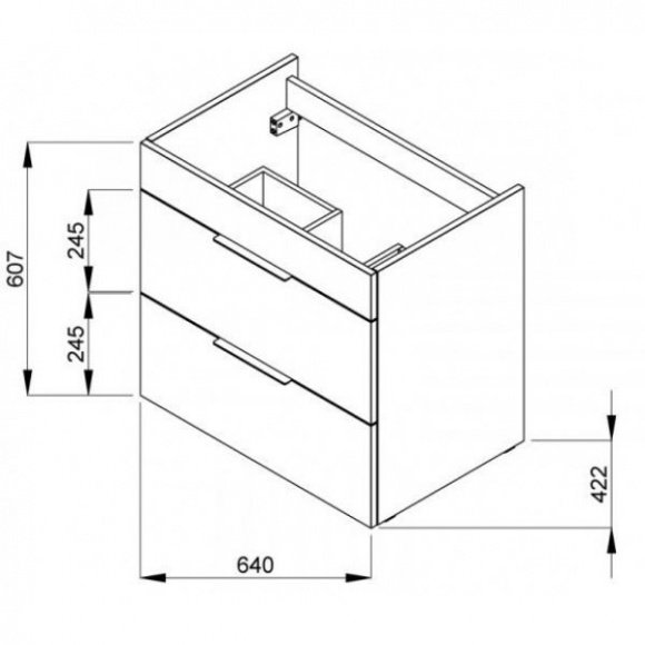 Умывальник с тумбой Jika Cube 65 см 2 ящика, темный дуб (H4536021763021)