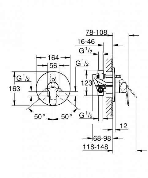 Смеситель для ванны Grohe BauEdge скрытого монтажа (29079000)