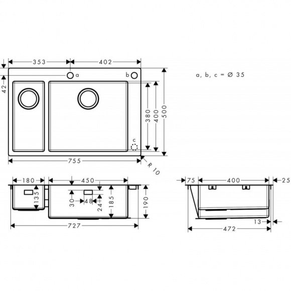 Кухонная мойка Hansgrohe S712-F655 (43310800)